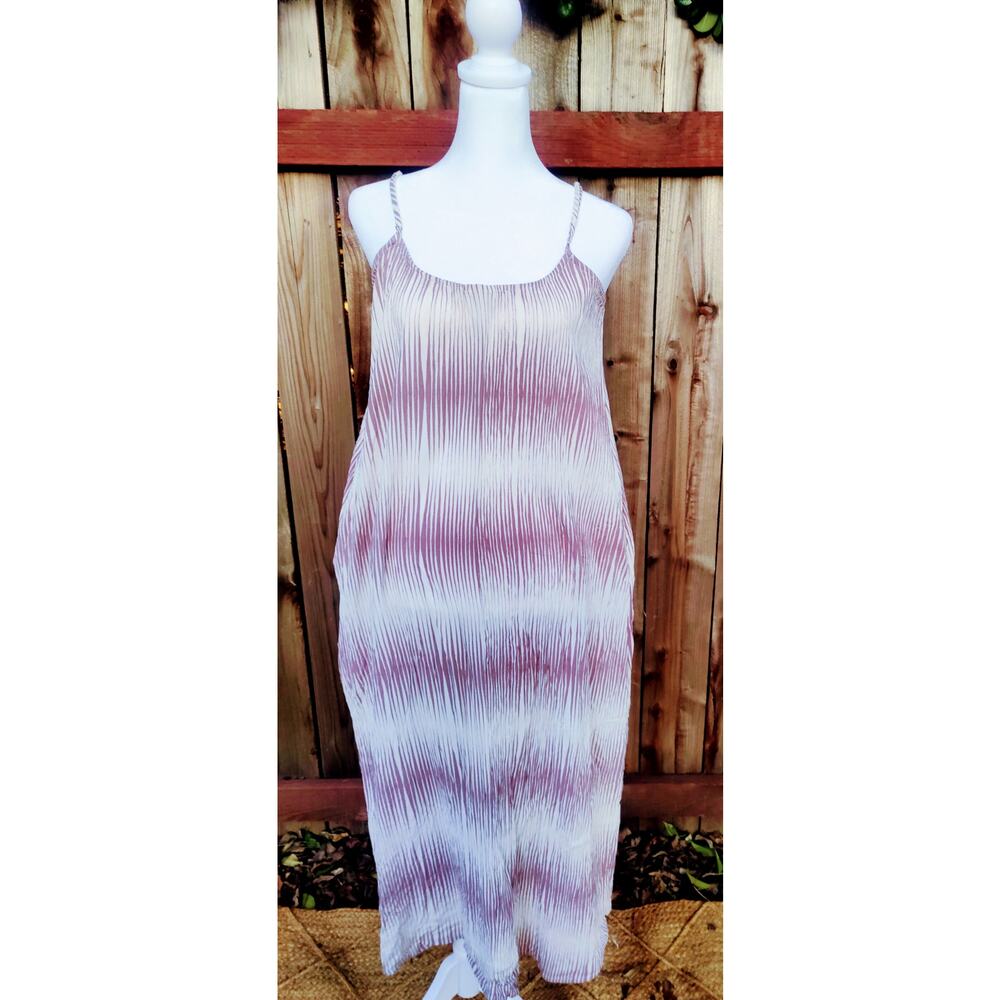 A New Day Pink & White Abstract Floral Slip Maxi Dress Sleek & Flowy - Size‎ S